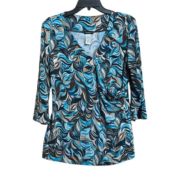 Cocomo Top Womens XL Multicolor Swirl Liquid Knit Stretch Blouse - Picture 1 of 8